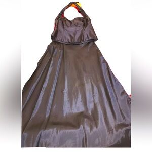 Davids Bridal BLUE HALTER Top Maxi Dress Lined SKIRT FORMAL backless Y2K Sz 6/8